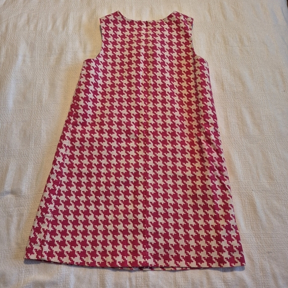 Talbots kids girls size 6 houndstooth pink & white shift dress VGUC - Picture 5 of 6